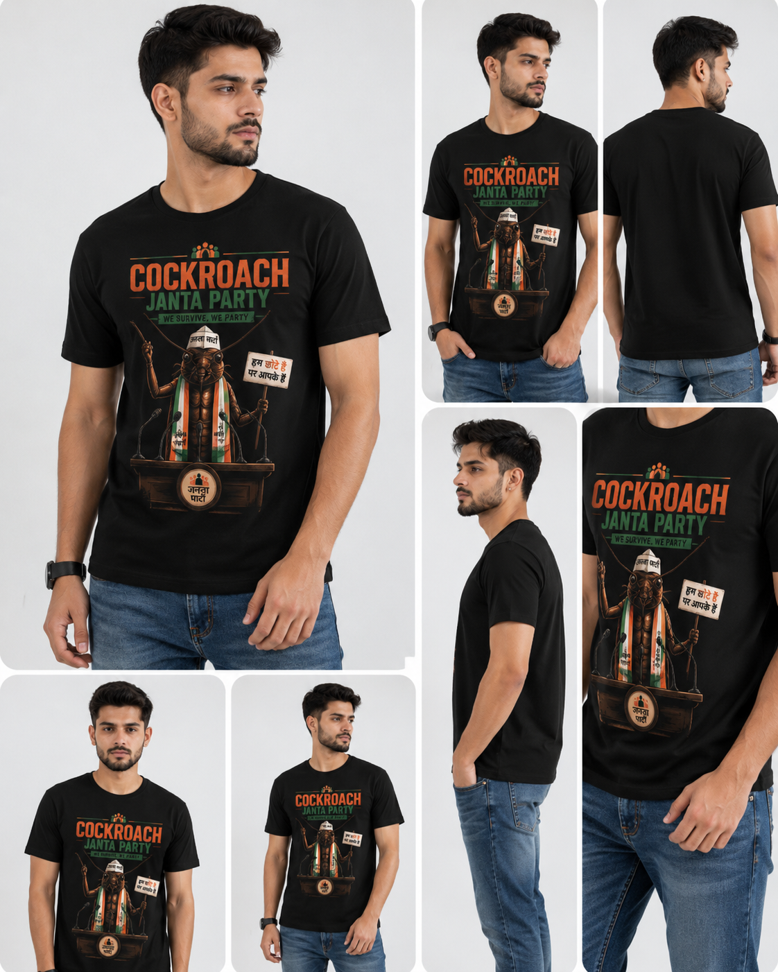 Cockroach janta party. We survive, we party Classic Crew T-Shirt